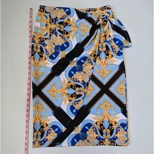 Bold Elements Women's Skirt curve Blue, Gold, Black & White. Size S.